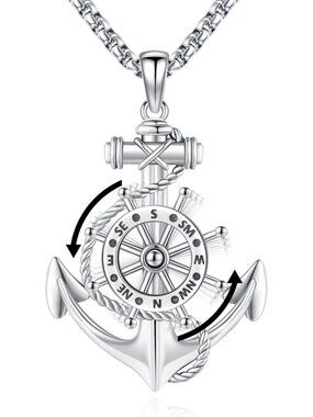 Sterling Silver Compass Pendant Necklace for Ashes, Picture Locket, Crystals